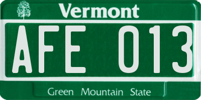 VT license plate AFE013
