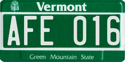 VT license plate AFE016