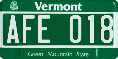 VT license plate AFE018