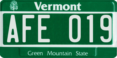 VT license plate AFE019