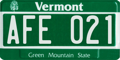 VT license plate AFE021