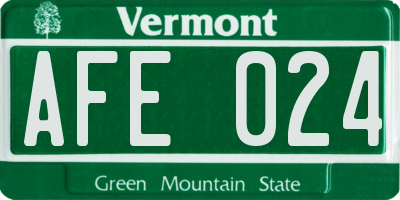 VT license plate AFE024