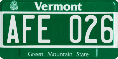 VT license plate AFE026
