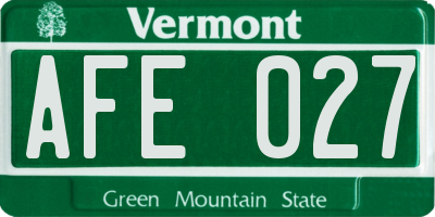 VT license plate AFE027