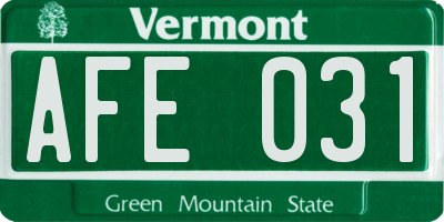 VT license plate AFE031