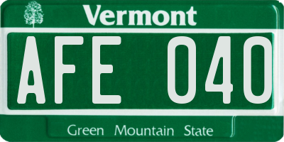VT license plate AFE040