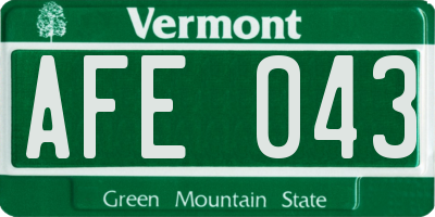 VT license plate AFE043