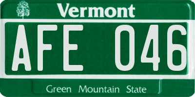 VT license plate AFE046