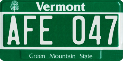 VT license plate AFE047