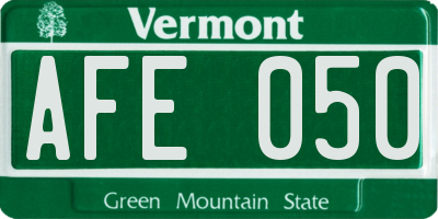 VT license plate AFE050