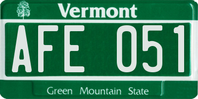 VT license plate AFE051