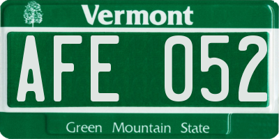 VT license plate AFE052