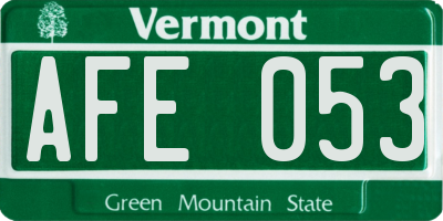 VT license plate AFE053