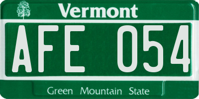 VT license plate AFE054