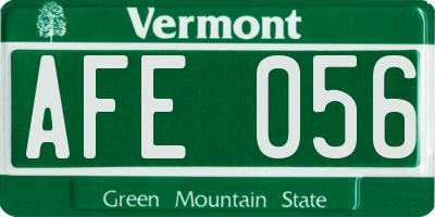 VT license plate AFE056