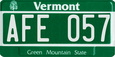 VT license plate AFE057