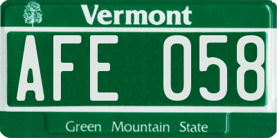 VT license plate AFE058