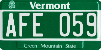 VT license plate AFE059