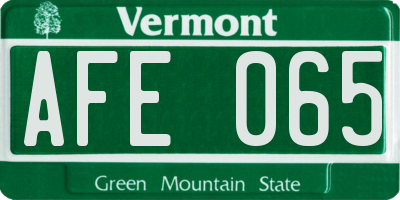 VT license plate AFE065