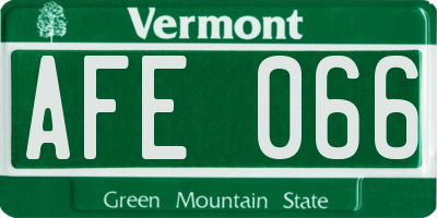 VT license plate AFE066