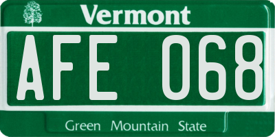 VT license plate AFE068