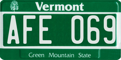 VT license plate AFE069