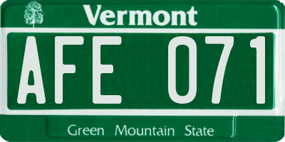 VT license plate AFE071