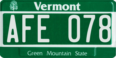VT license plate AFE078