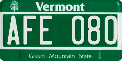 VT license plate AFE080