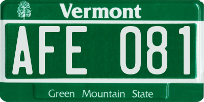 VT license plate AFE081