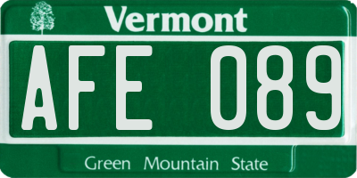 VT license plate AFE089