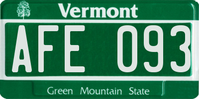 VT license plate AFE093
