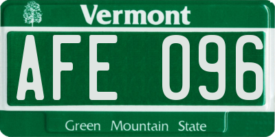 VT license plate AFE096