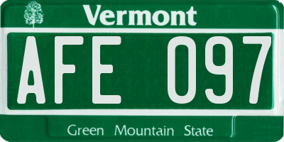 VT license plate AFE097