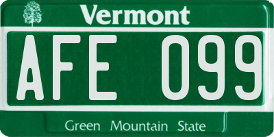 VT license plate AFE099