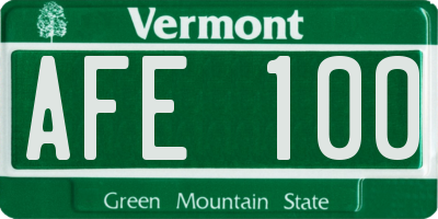 VT license plate AFE100