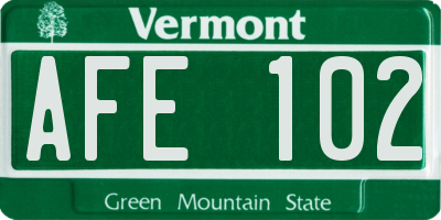 VT license plate AFE102