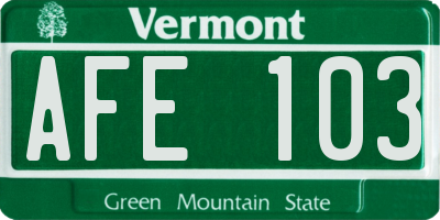 VT license plate AFE103