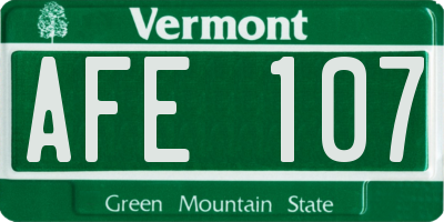 VT license plate AFE107
