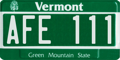 VT license plate AFE111