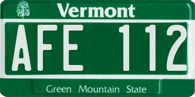 VT license plate AFE112