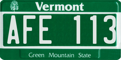 VT license plate AFE113