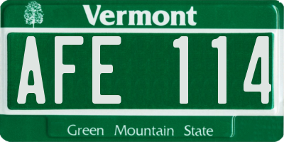 VT license plate AFE114