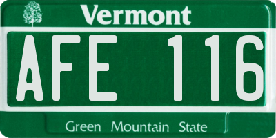 VT license plate AFE116