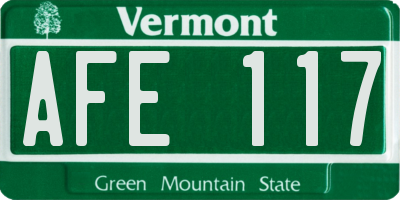 VT license plate AFE117