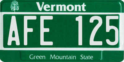 VT license plate AFE125