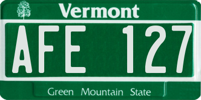 VT license plate AFE127