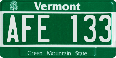VT license plate AFE133