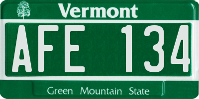 VT license plate AFE134