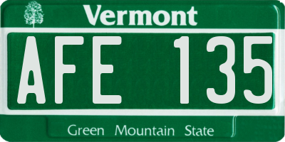 VT license plate AFE135